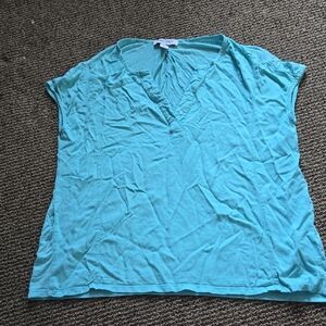 Nine West Aqua Blue Sleeveless Relaxed Blouse Viscose 💫